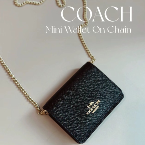 NWT Coach Mini Wallet On A Chain Black - Picture 1 of 12